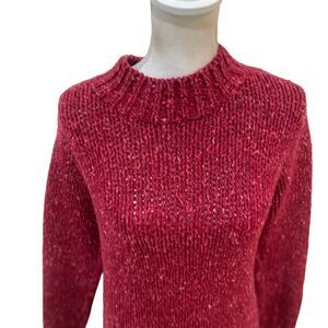 Nordstrom cranberry chunky knit mock neck sweater size xs
